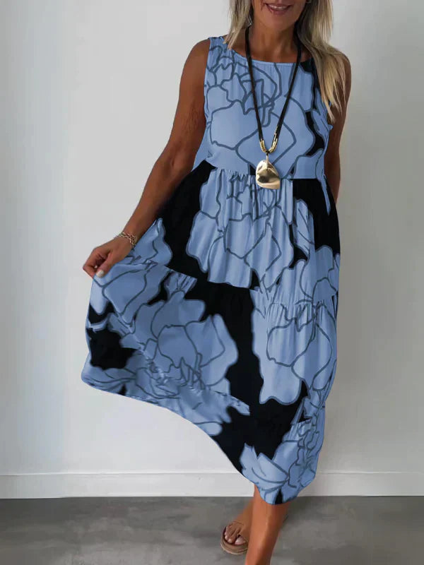 Zomerjurk Mouwloos Print Comfortabele Elegantie – Yara