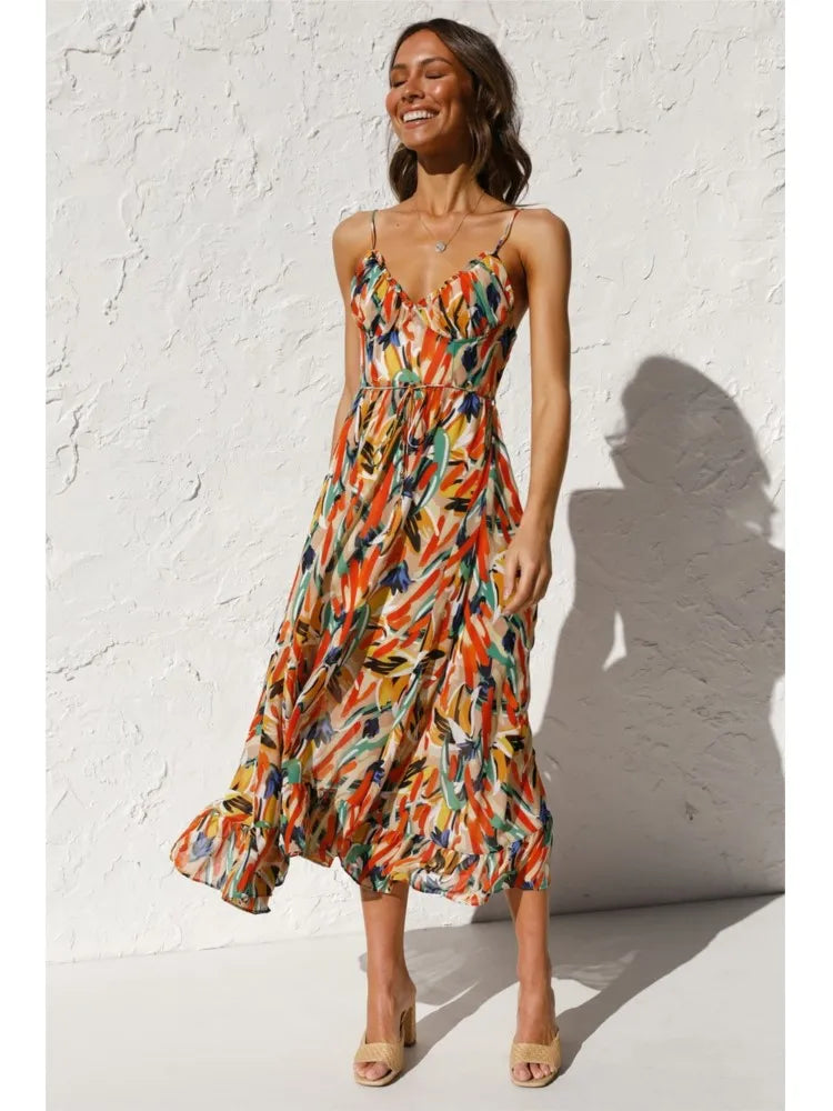 Kleurrijke zomerjurk voor dames in speelse stijl – Thalya