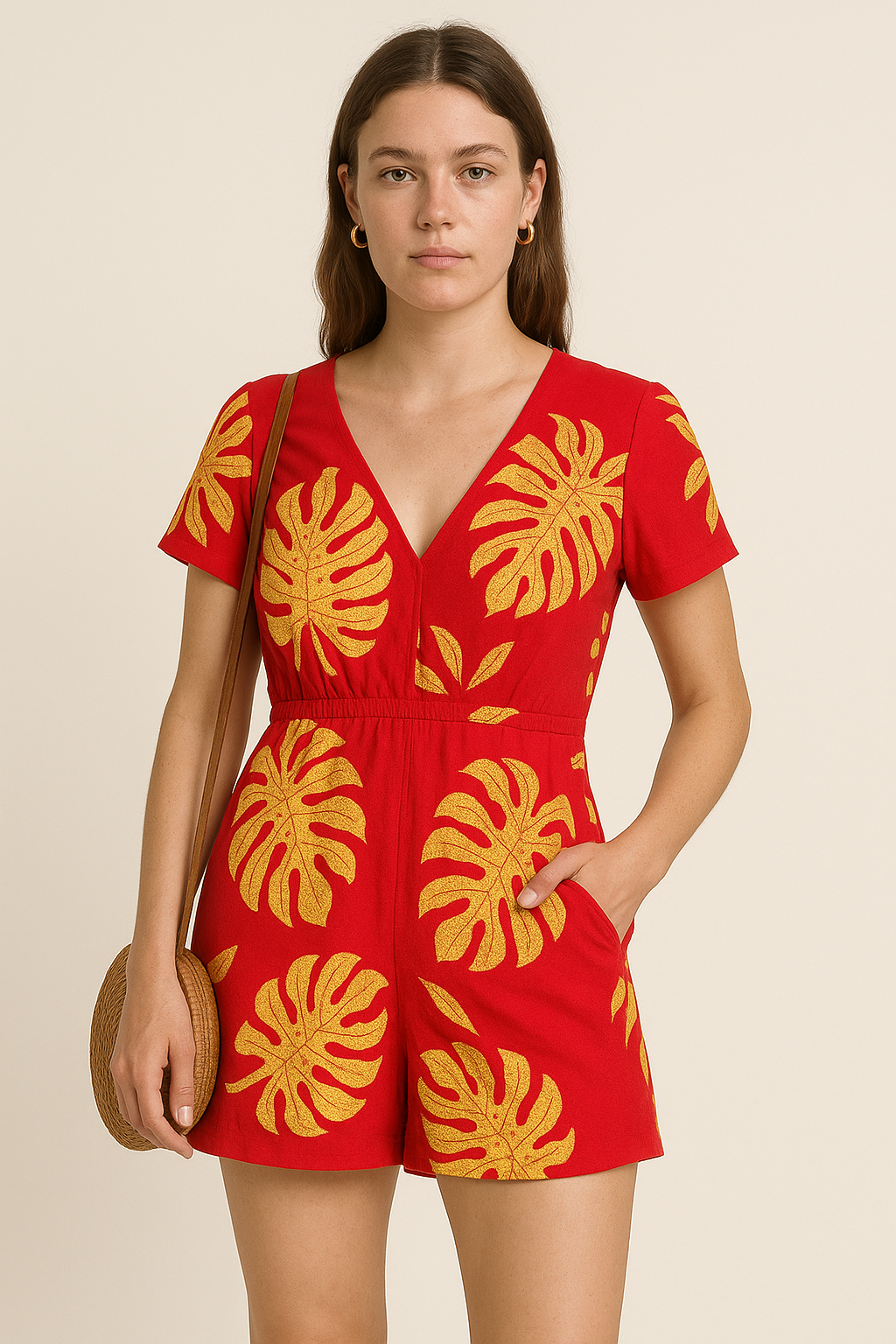 Zomerse romper met bloemenprint en tailleband – Alina