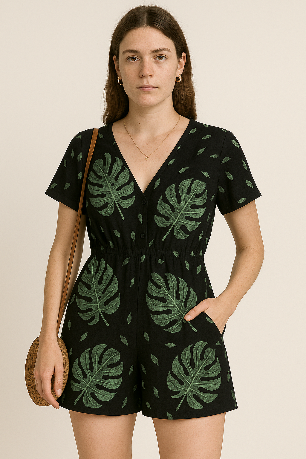 Zomerse romper met bloemenprint en tailleband – Alina