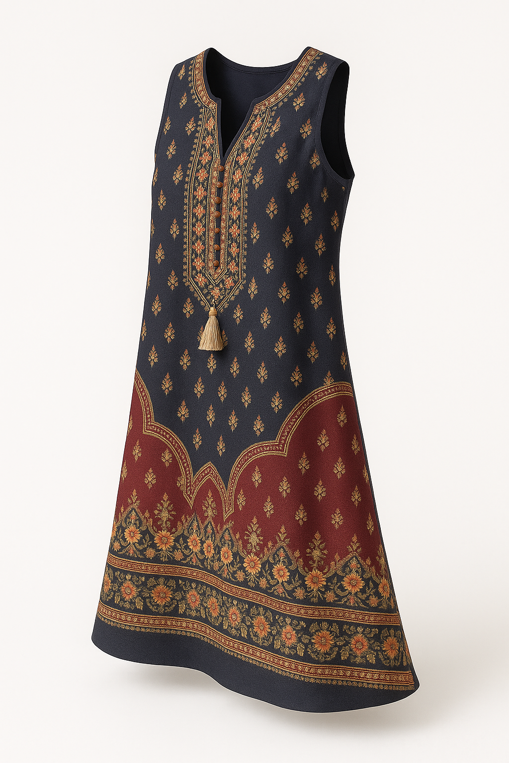 Vintage jurk met etnische print en bohemian charme – Selina