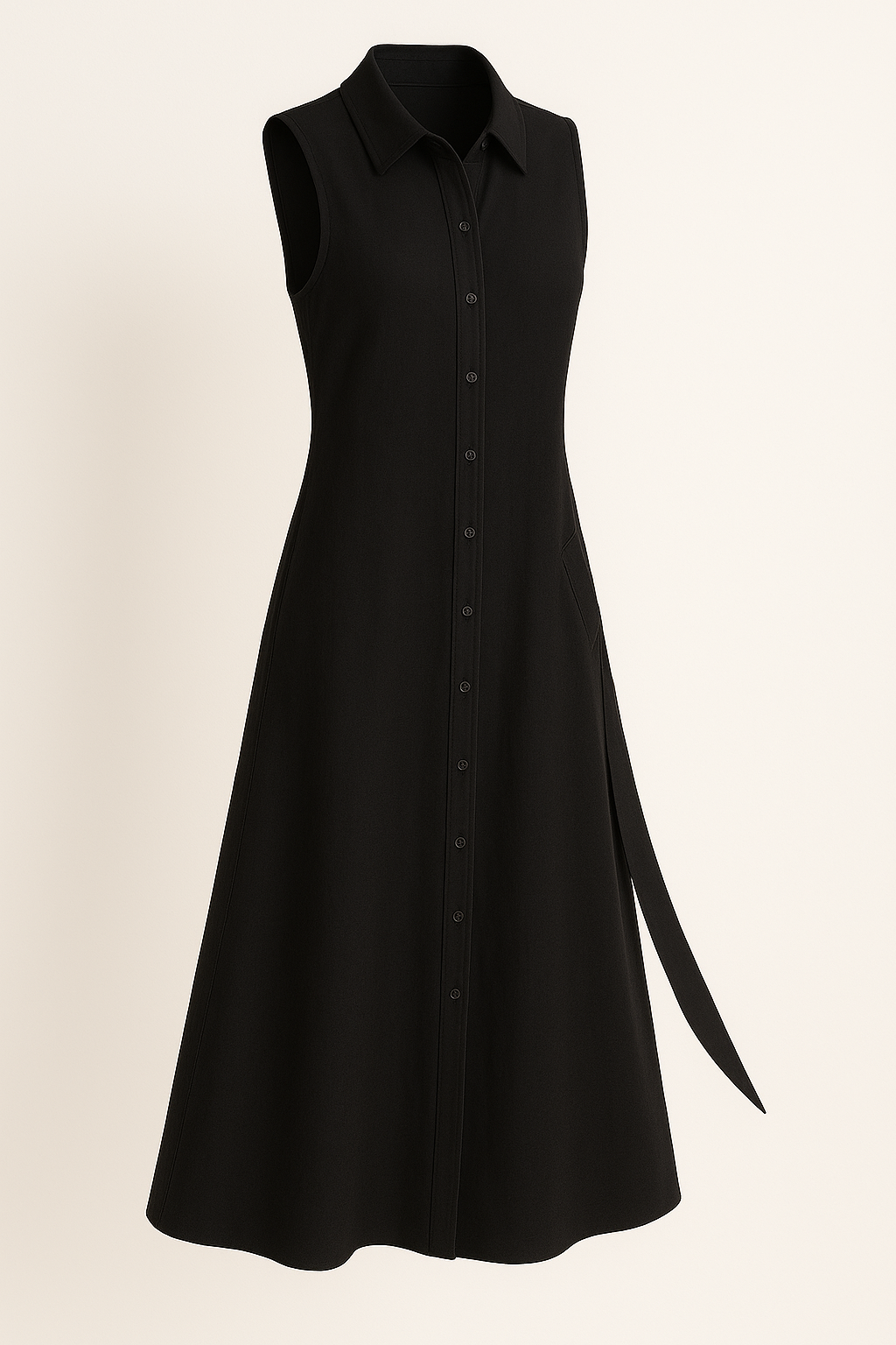 Shirt-style midi-jurk met strik in taille – Sophie