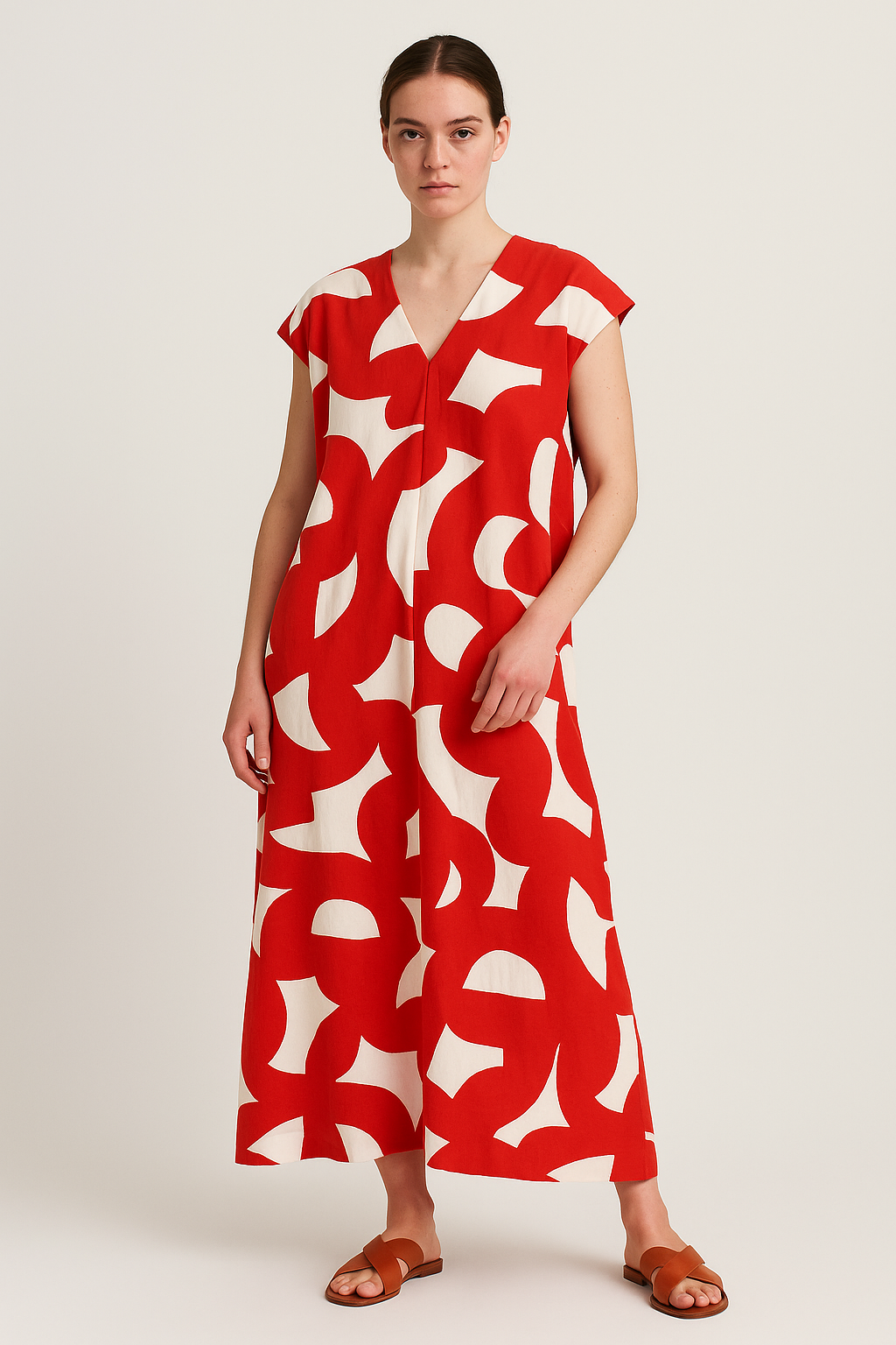 Luchtige V-halsjurk met Trendy Print – Stéphanie