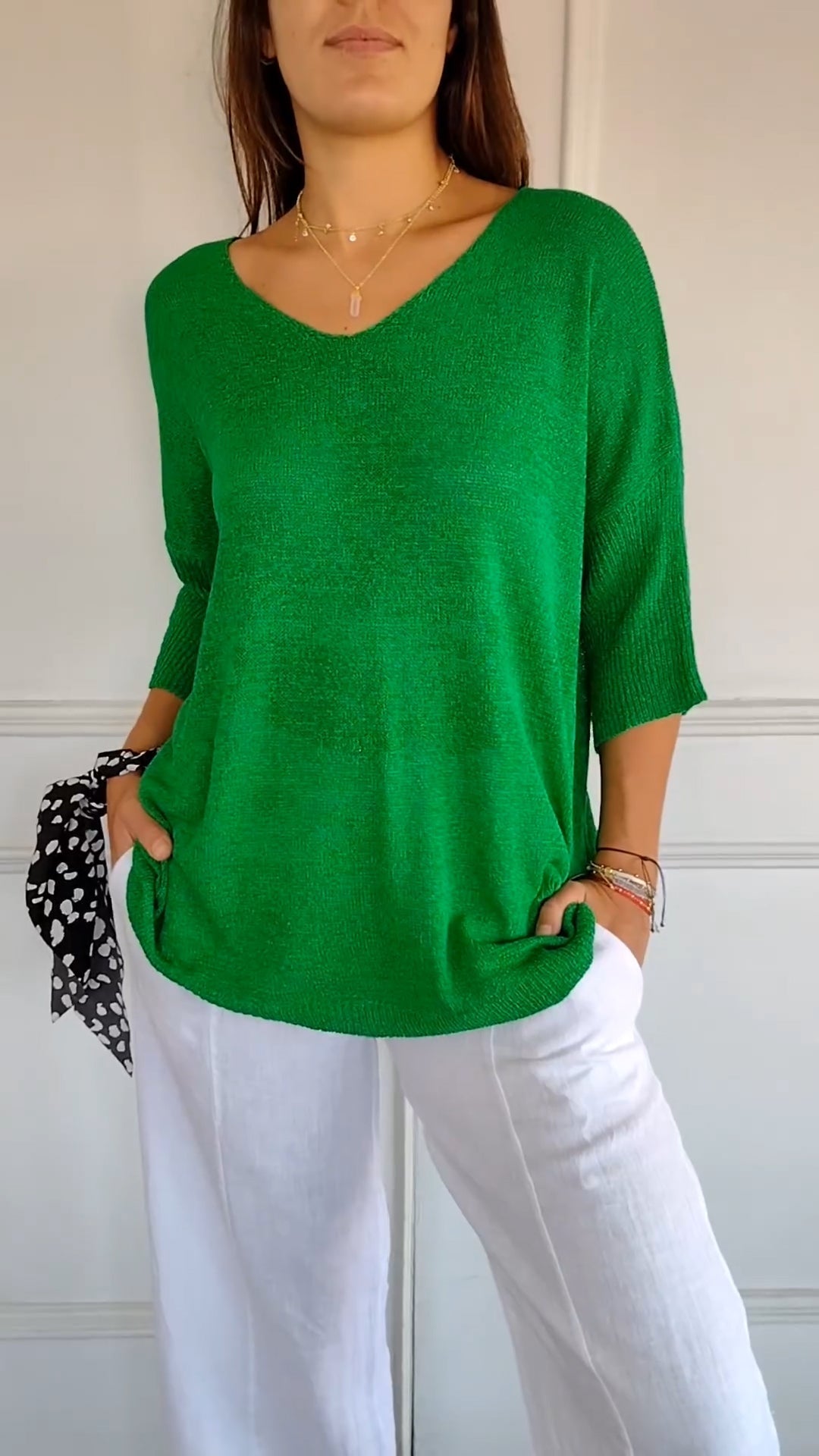 Gebreide top V-hals ademend elegant dames – Marielou