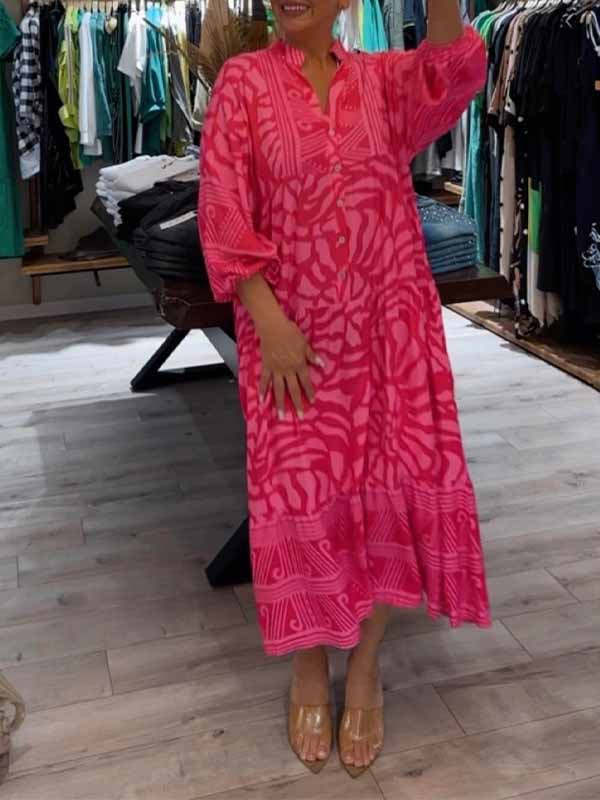 Zomerse V-Hals Jurk met Print en Comfort – Julie