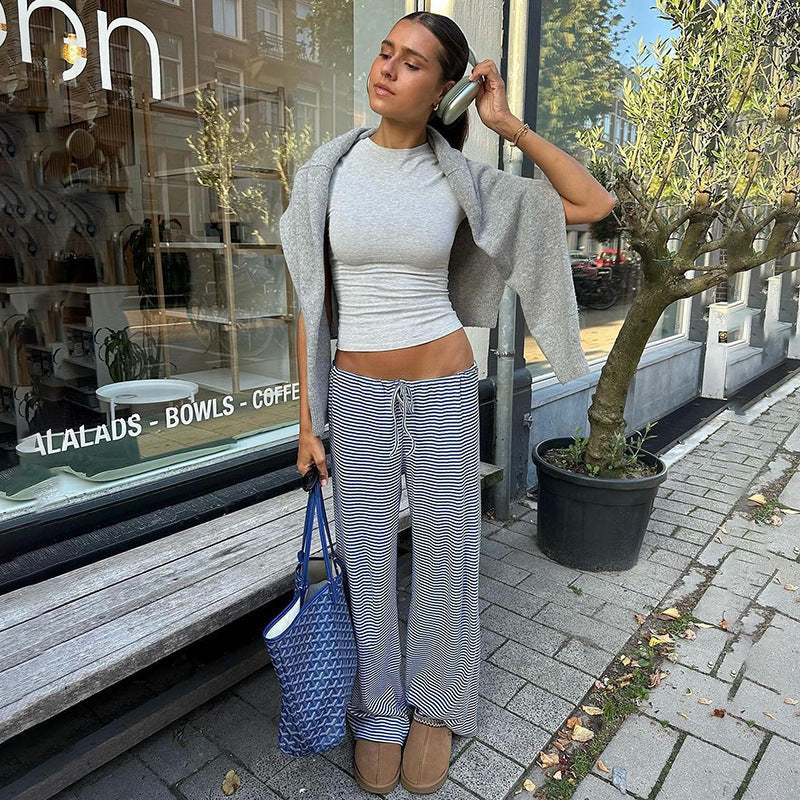Elastische low-rise broek met rechte pijpen – Liv