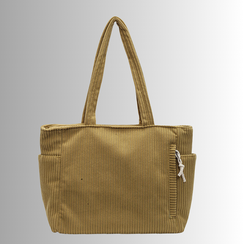 Corduroy tote bag met laptopvak en zijvakken – Luretta