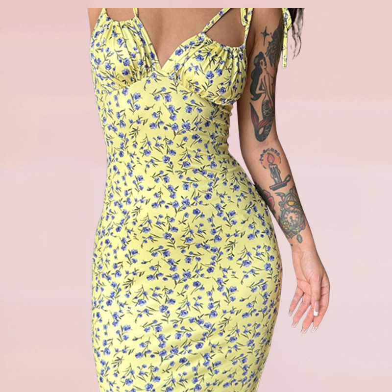 Maxi jurk bloemenprint elegant stretch dames – Julia