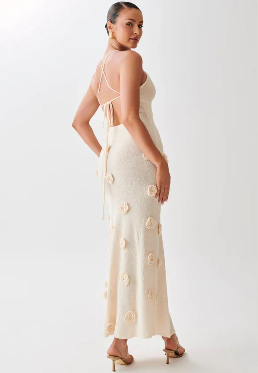 Gebreide maxi zomerjurk met open rug dames – Livia