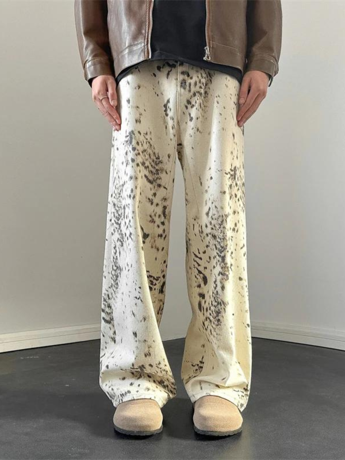 Trendy wijde jeans met luipaardprint voor dames – Selena