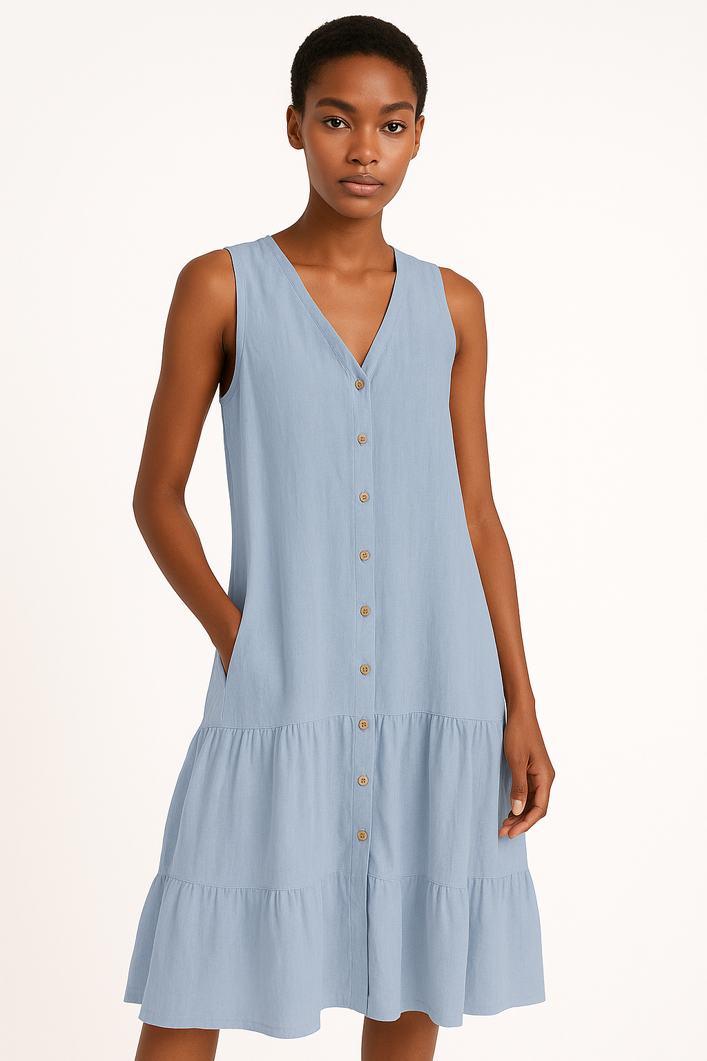 Zomerjurk met V-hals en ademende stof – Lyra