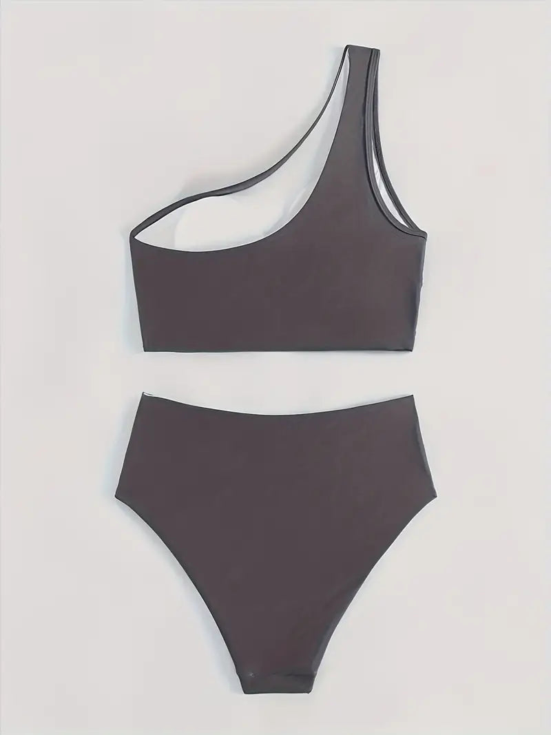 Satijnen bikini dames één schouder elegant – Marilou
