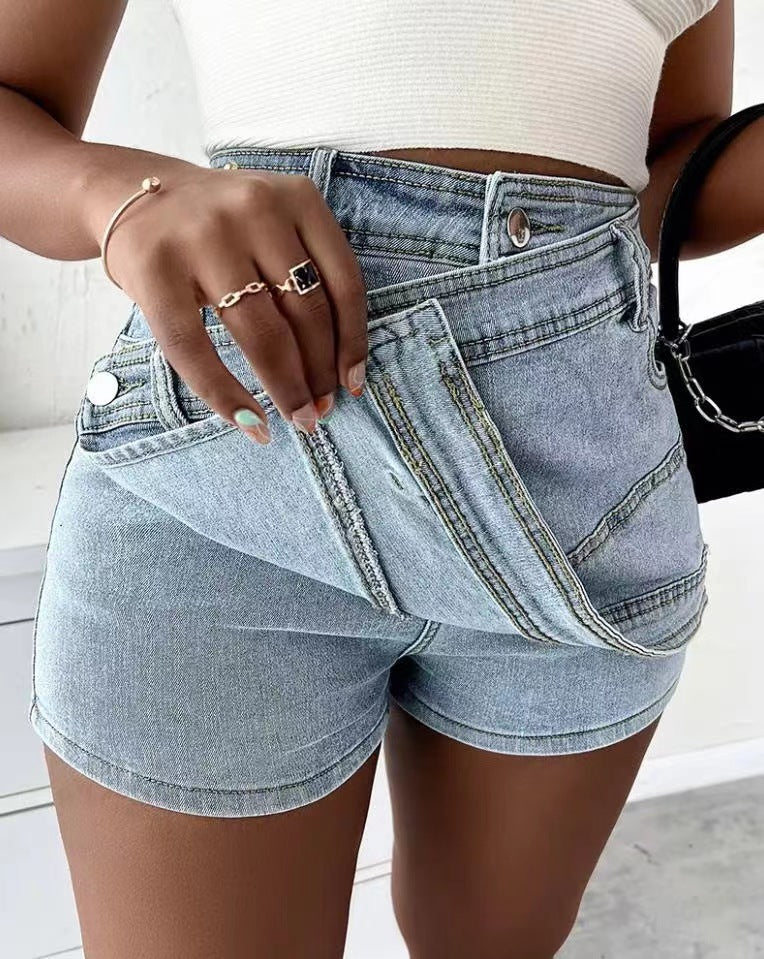 Hoge Taille Denim Skort Met Stijlvolle Details – Sophie