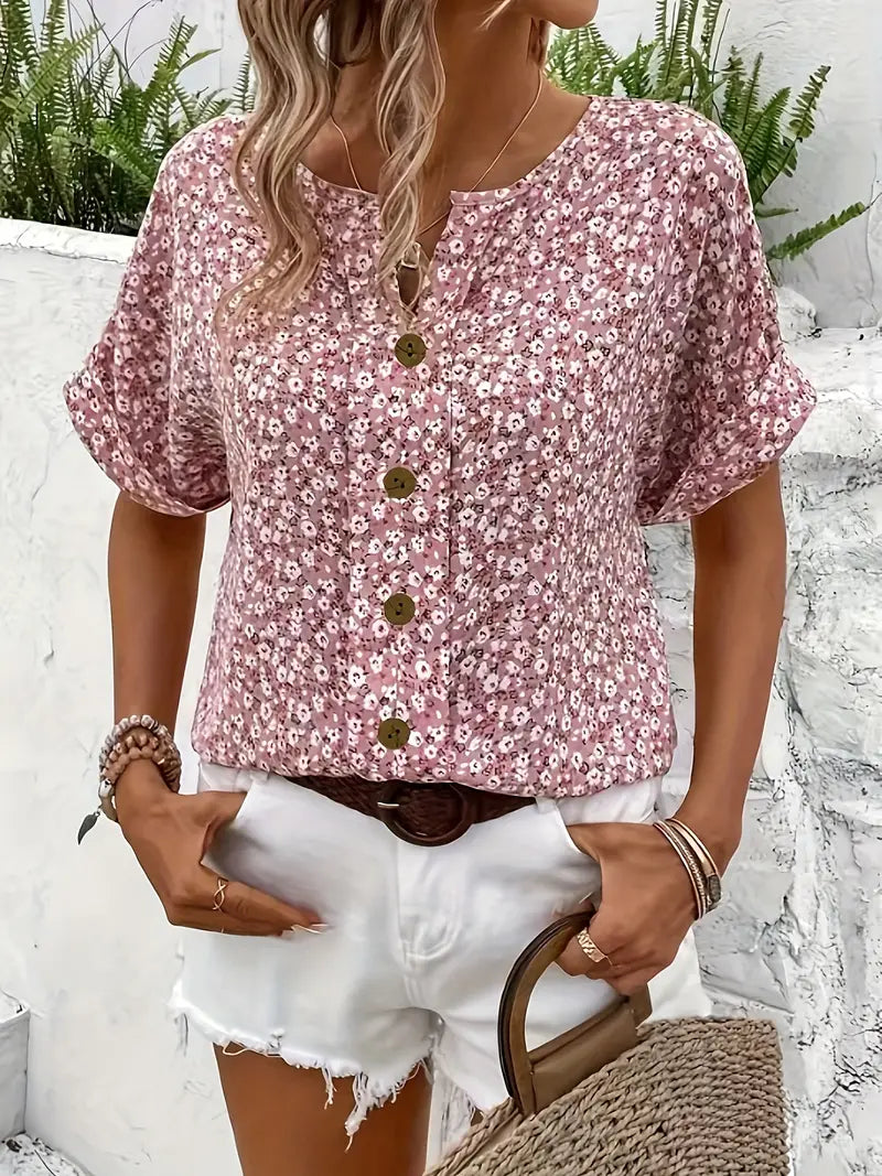 Luchtige damesblouse met bloemenprint en losse pasvorm – Mirelia