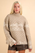 Beige kersttrui dames met feestelijk design – Sophie