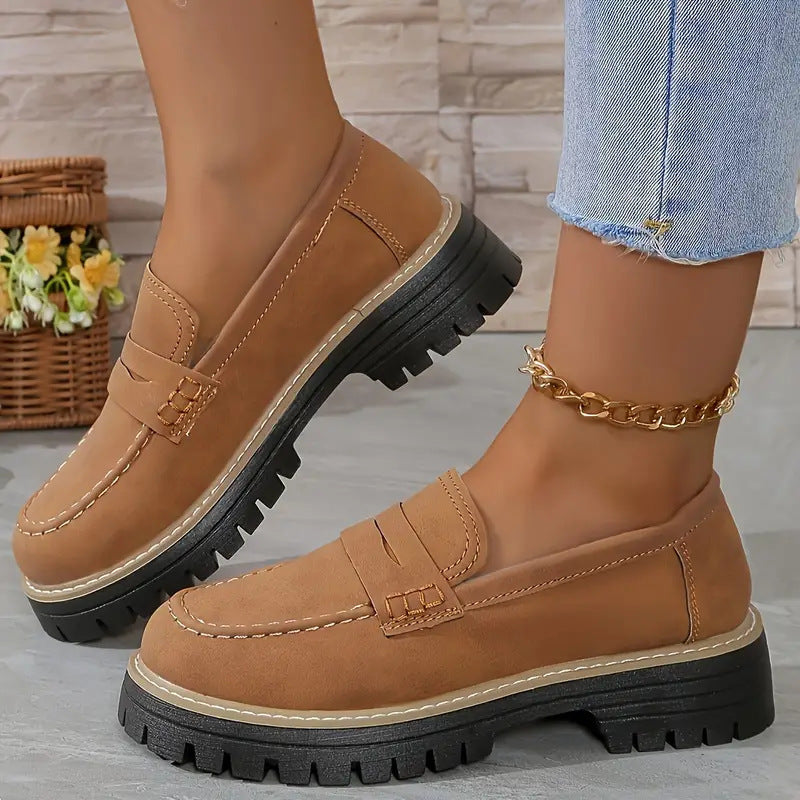 Chunky dames loafers met verhoogde zool en suede – Lurova