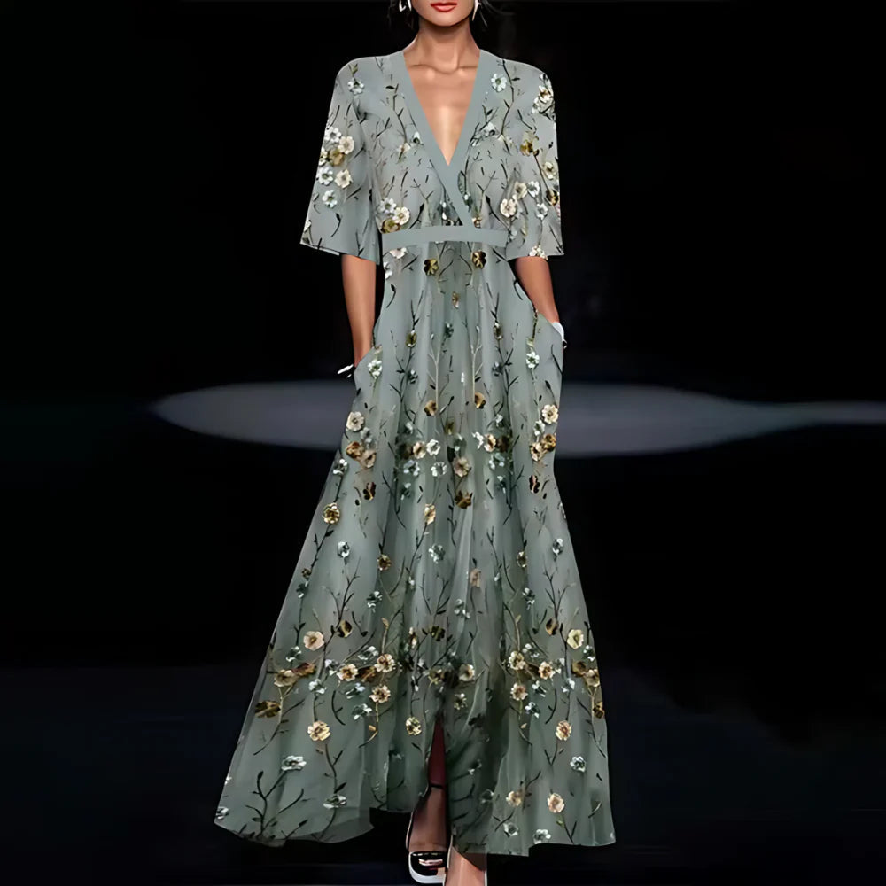 Bloemenprint zomerjurk luchtig wikkelmodel elegant – Elvée