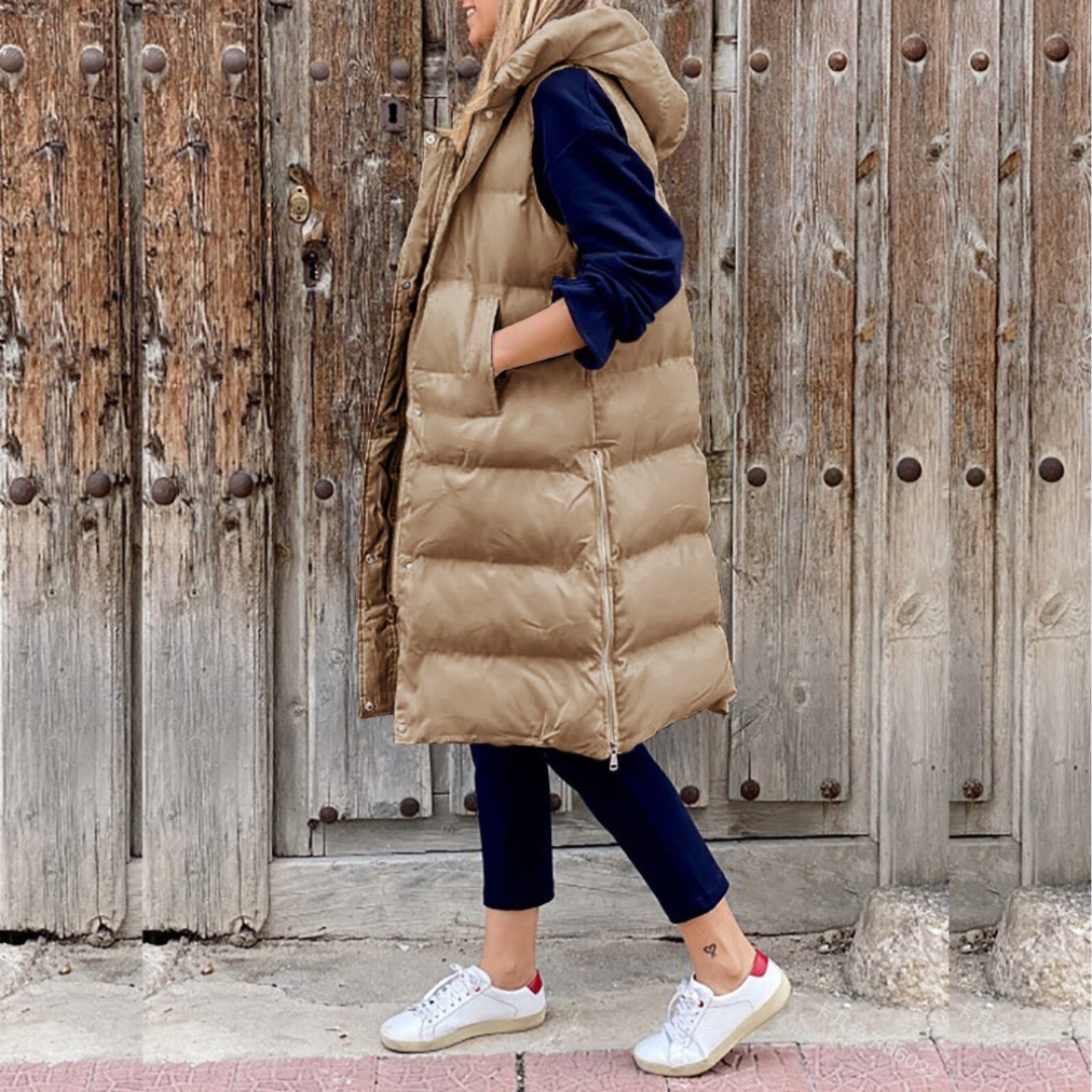 Elegante lange dames winterjas met warme voering – Isabella