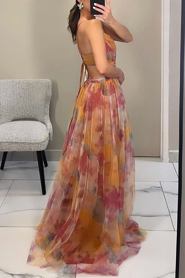 Maxi zomerjurk bloemenprint luchtig elegant lang – Sorellia