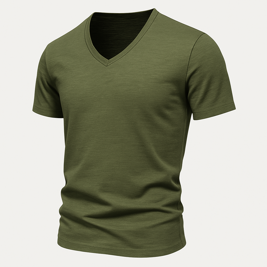 Bamboe heren T-shirt met V-hals lichtgewicht –Ambroos