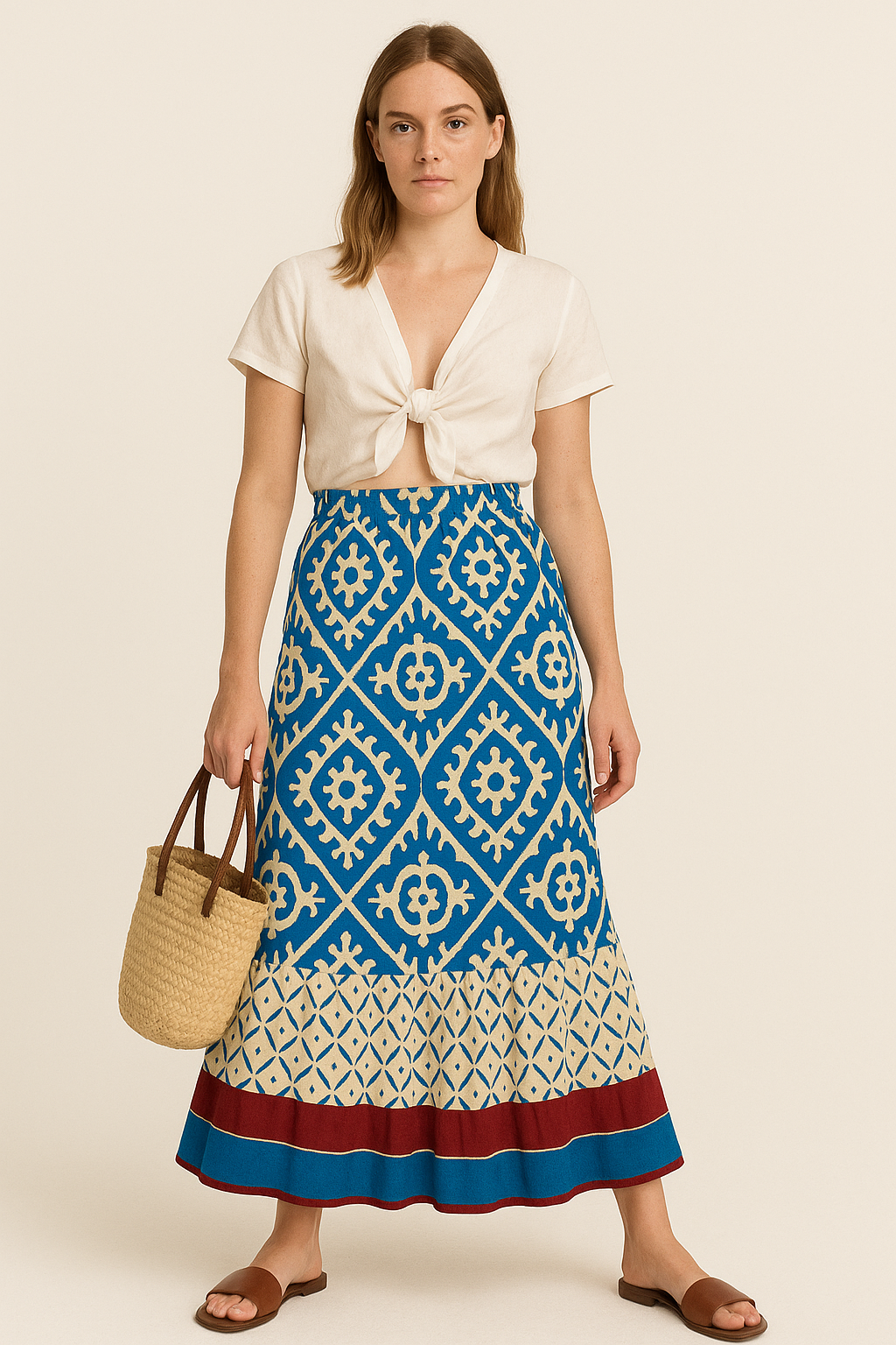 Boho damesrok met print en verstelbare taille – Cassey