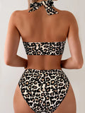 Panterprint Bikini met Halter en Hoge Snit – Seravena