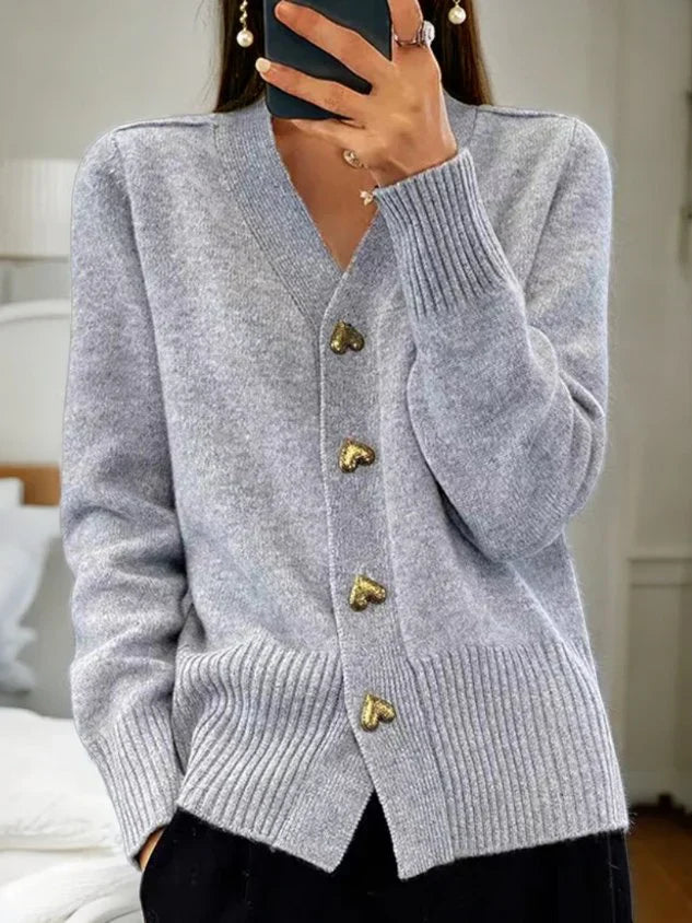 Cardigan Met Hartjesprint Zacht en Stijlvol – Lila