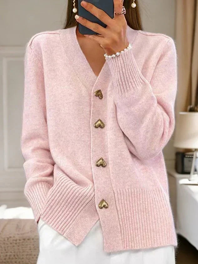 Cardigan Met Hartjesprint Zacht en Stijlvol – Lila