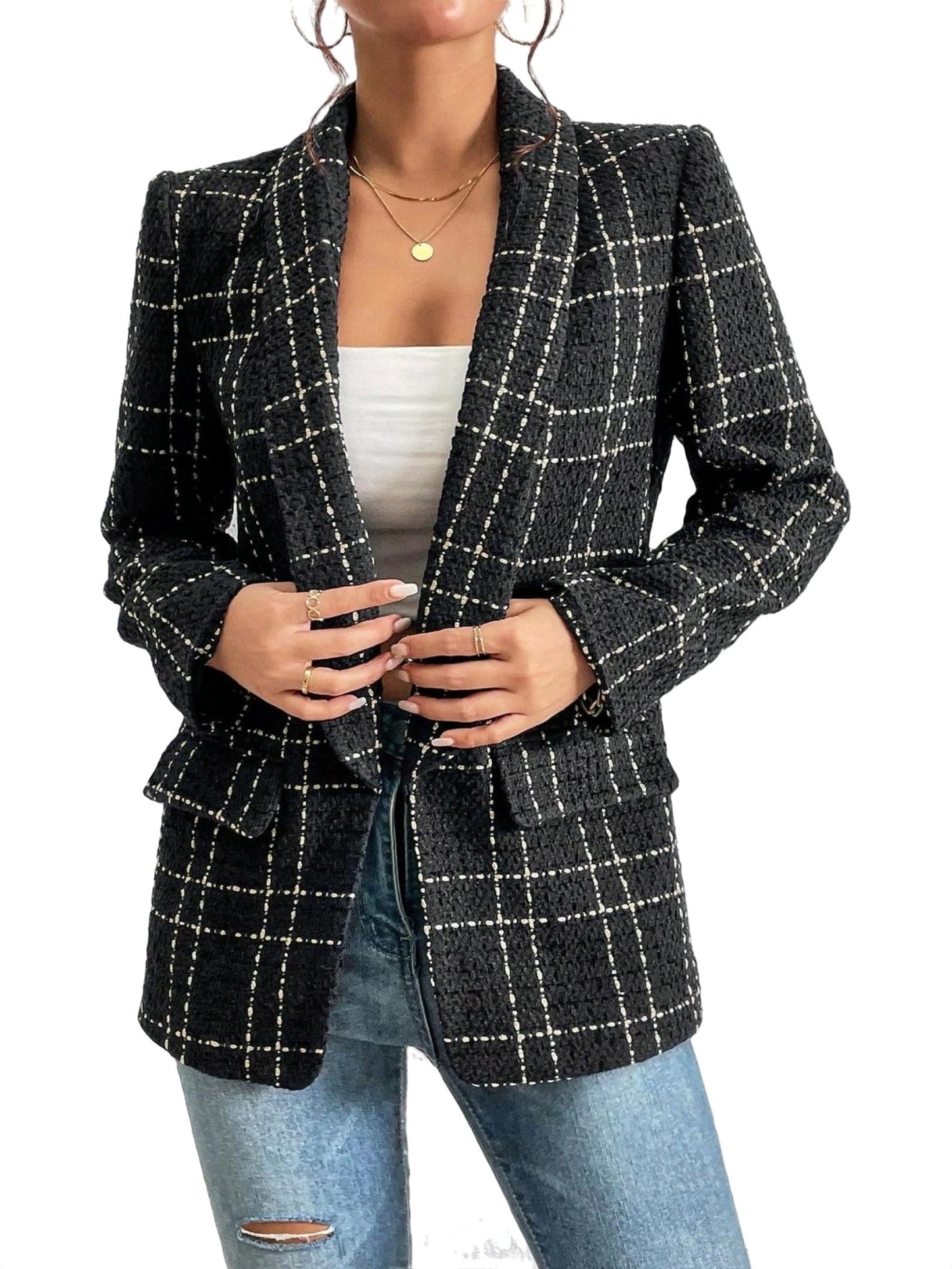 Geruite damesblazer voor elegante stijl en comfort – Clara