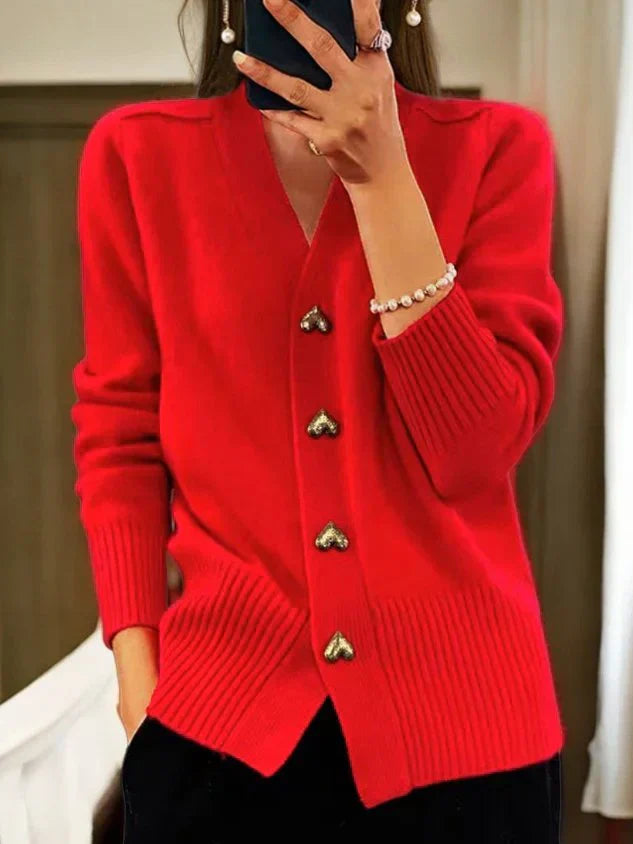 Cardigan Met Hartjesprint Zacht en Stijlvol – Lila