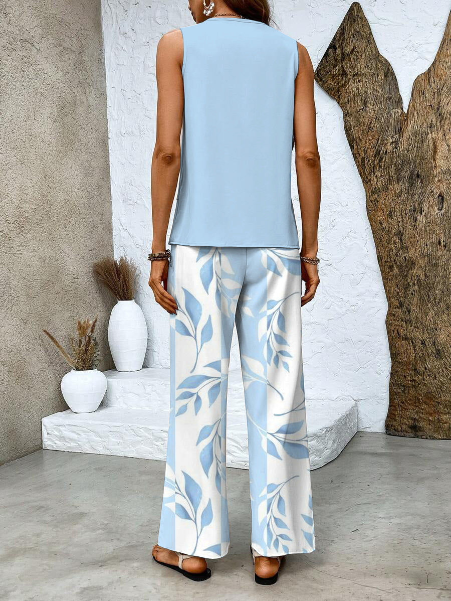 Zomerse Tweedelige Dames Set met Wijde Broek – Esther