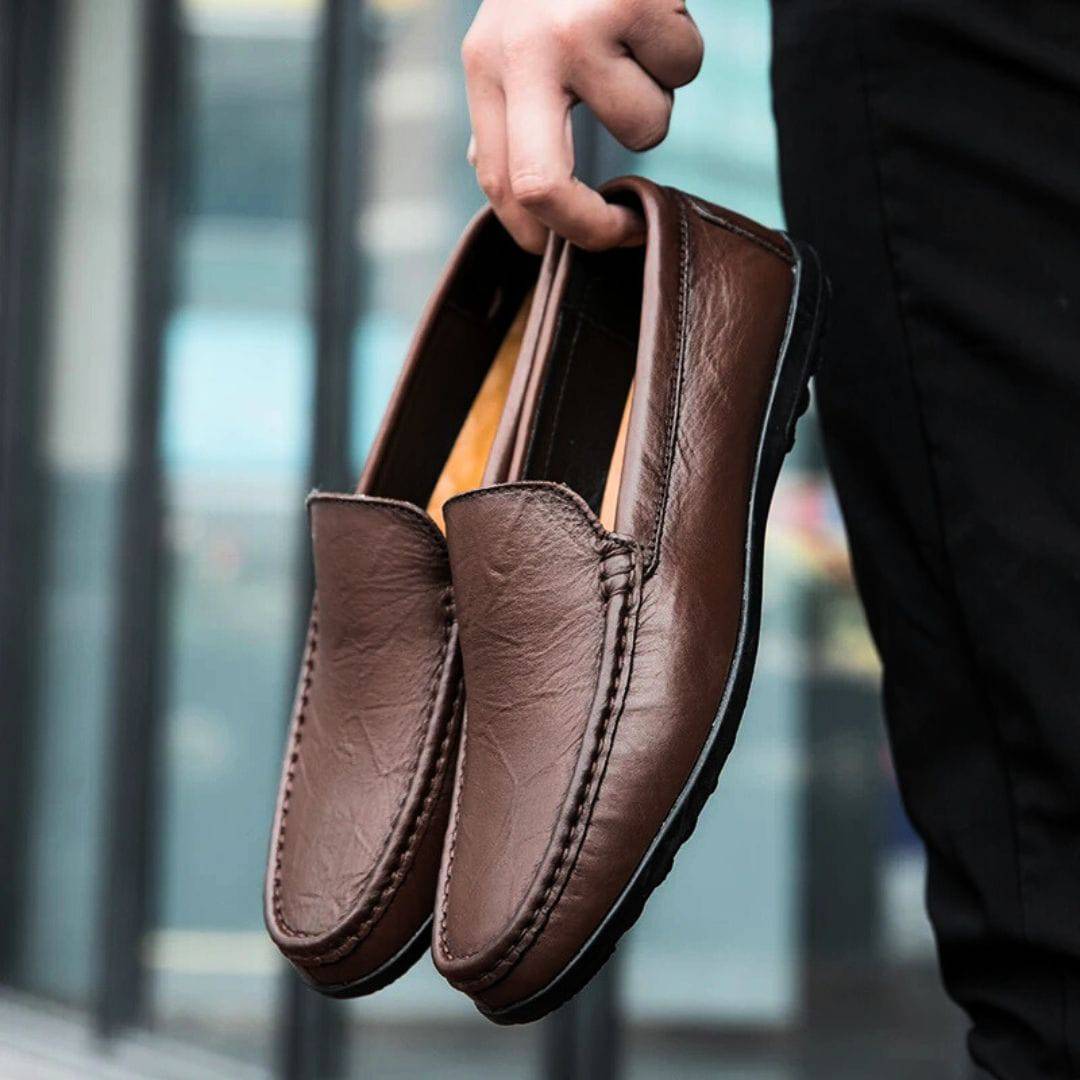 Heren Stiksel Detail Leren Instap Loafers - Han