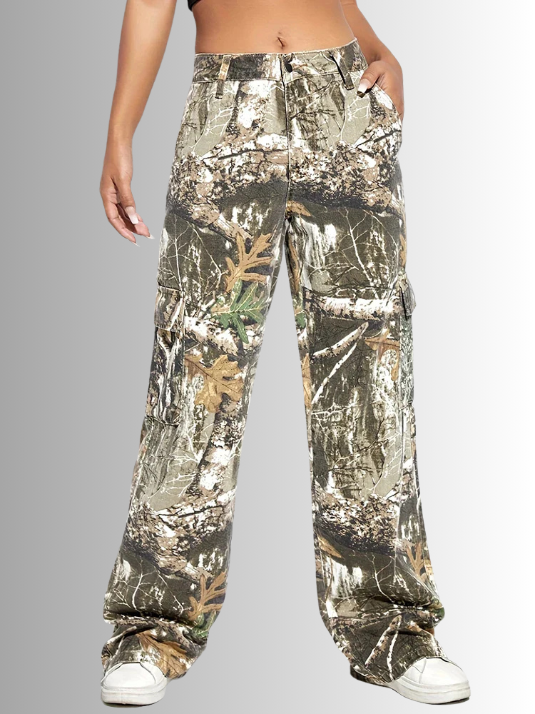 High Waist Cargobroek voor Dames met Camouflageprint – Zantara