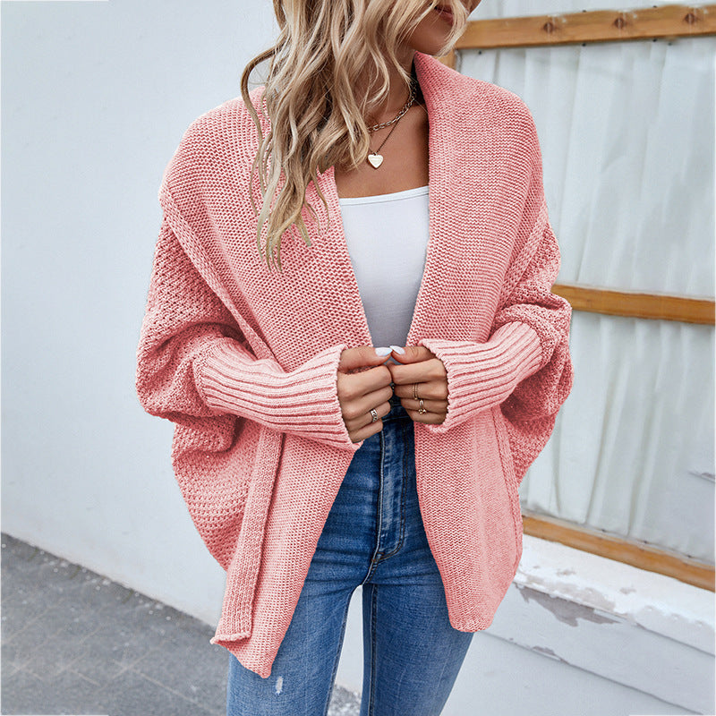 Knitted Cardigan Met Grote Kraag Voor Winter - Sara