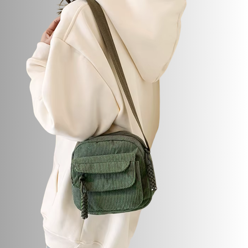Corduroy crossbody tas voor dames met vakken – Luniva