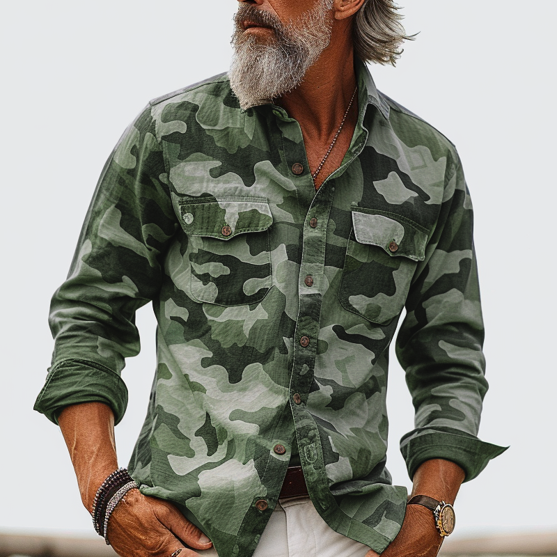 Camouflage Overhemd met Kraag Heren Casual - Dex