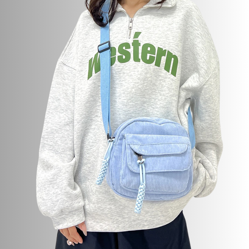 Corduroy crossbody tas voor dames met vakken – Luniva