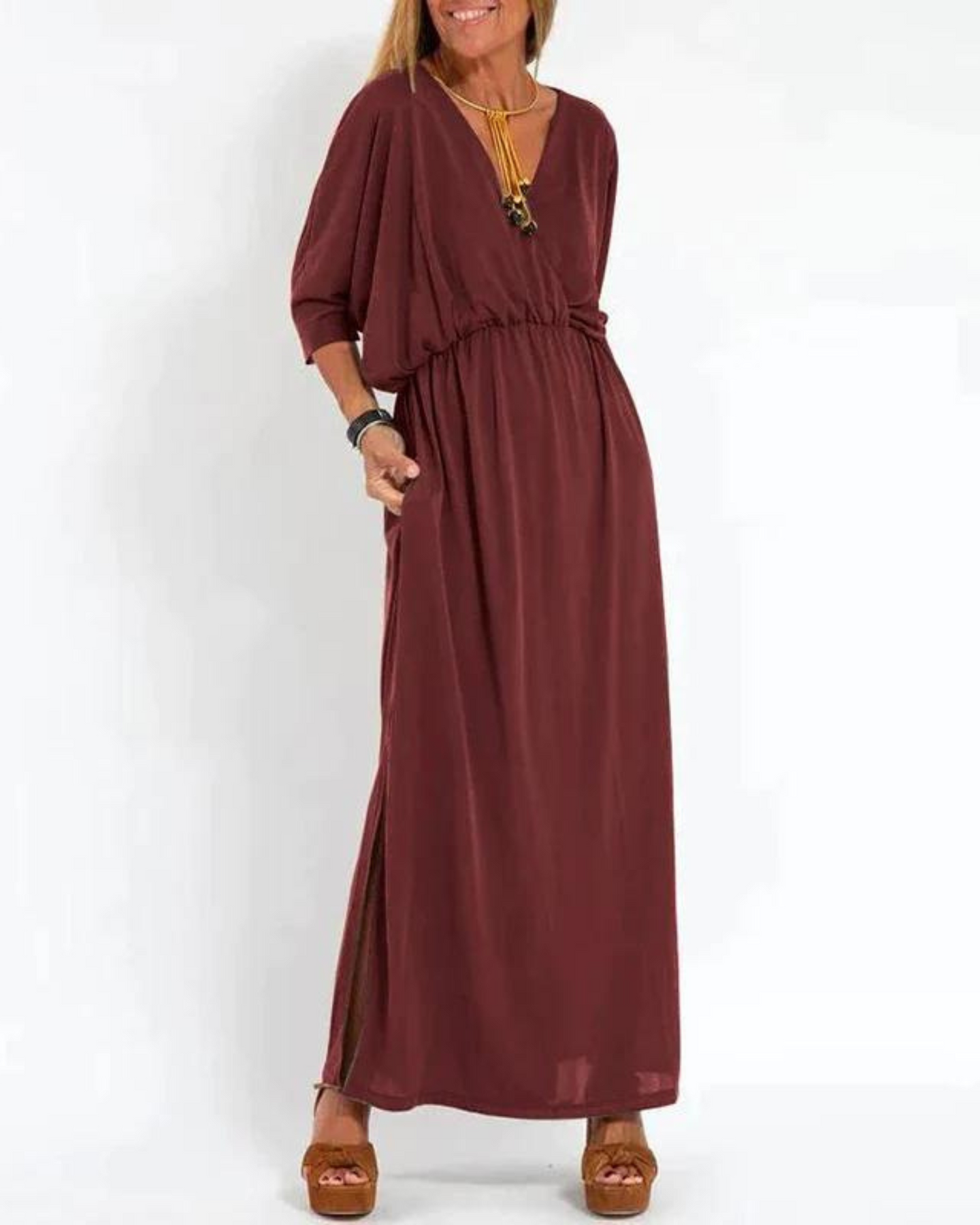Dames Vintage Lange Jurk Comfort Elegant Ademend – Maribel