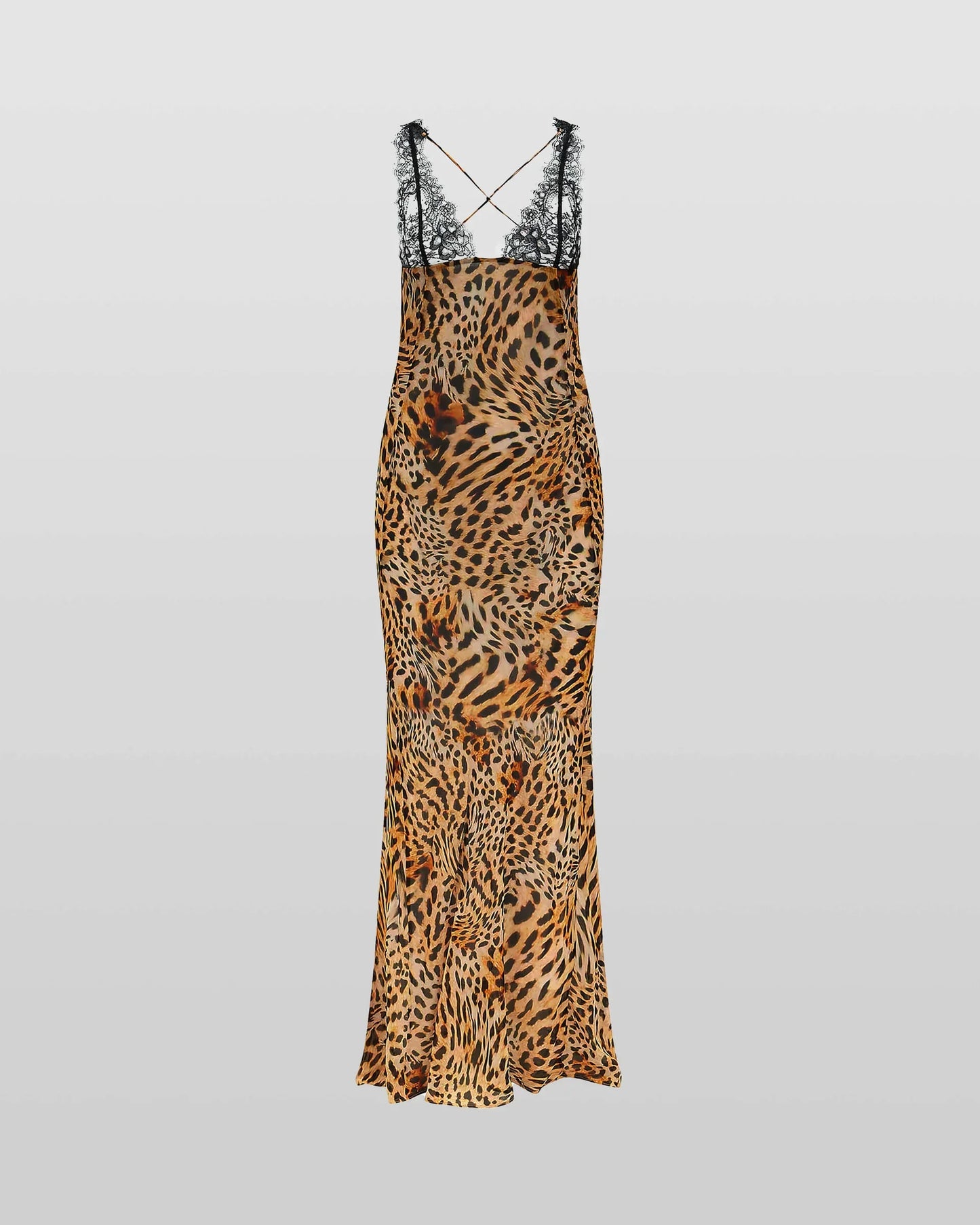 Maxi jurk met luipaardprint en kanten details – Ravella