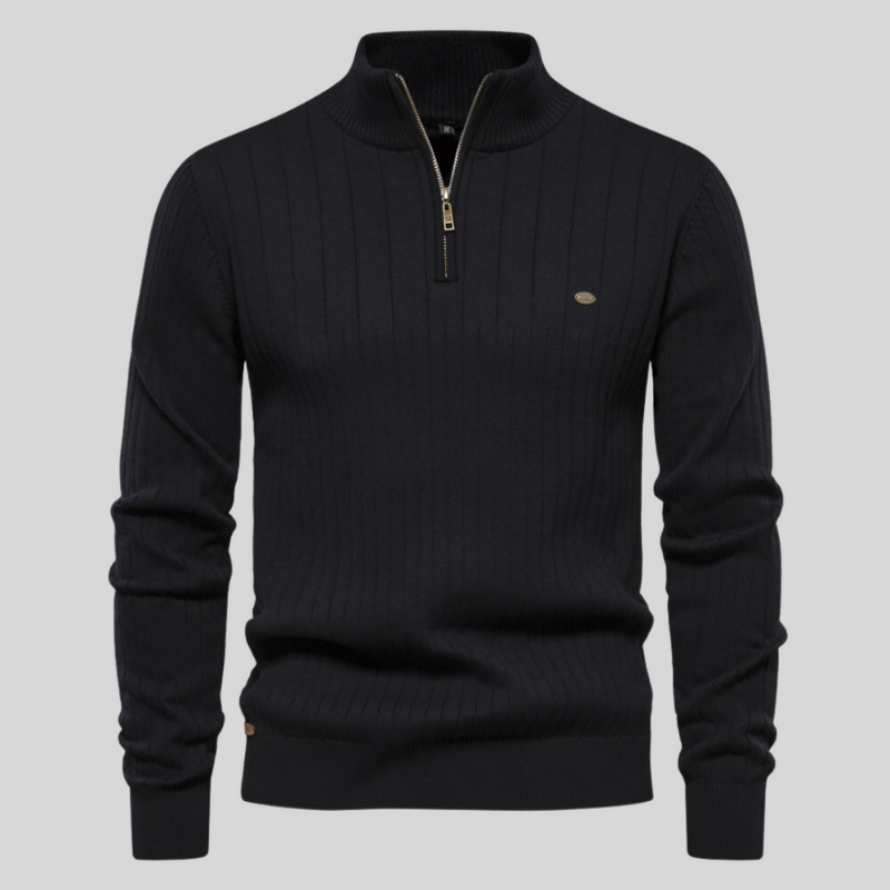 Heren ribbeltrui met spierpasvorm en luxe afwerking – Finsaro