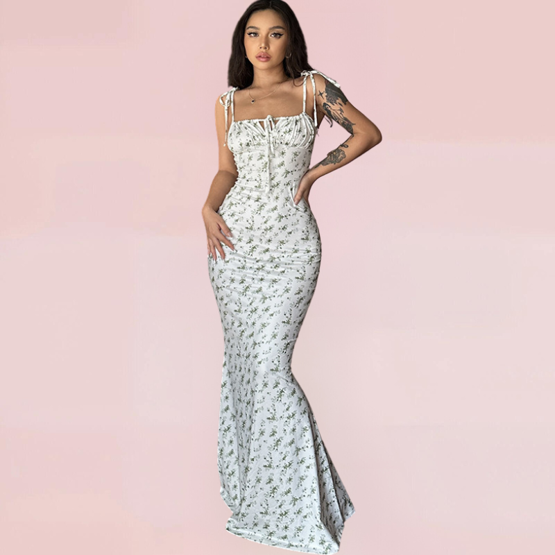 Maxi jurk bloemenprint elegant stretch dames – Julia