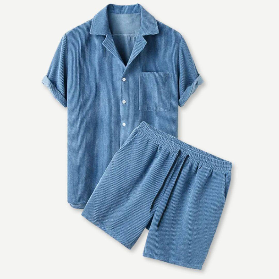 Casual Corduroy Shirt en Shorts Set voor Zomer – Lucas