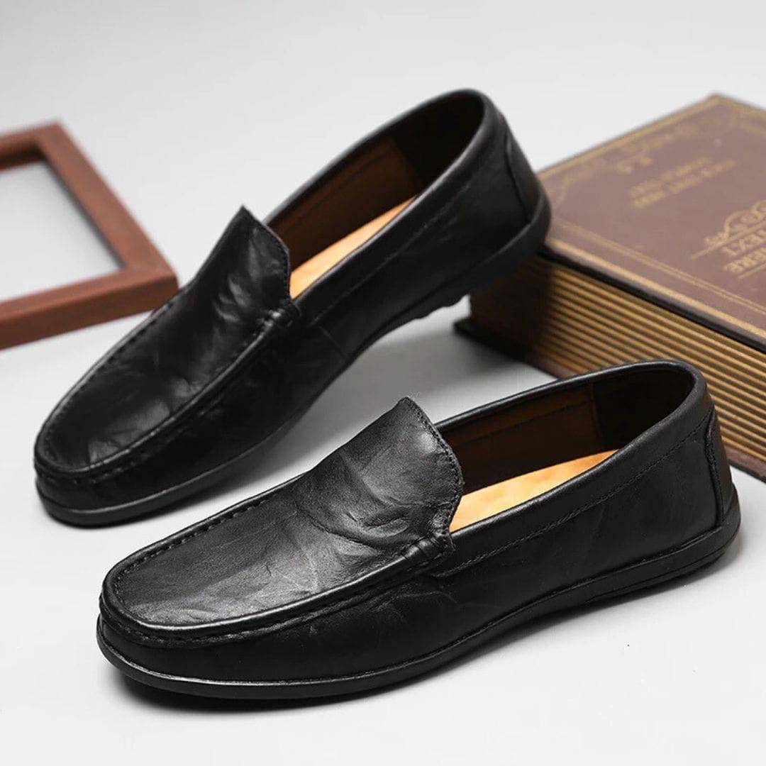 Heren Stiksel Detail Leren Instap Loafers - John