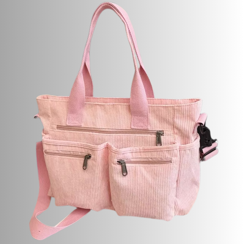 Corduroy schoudertas met laptopvak voor dames – Yulina