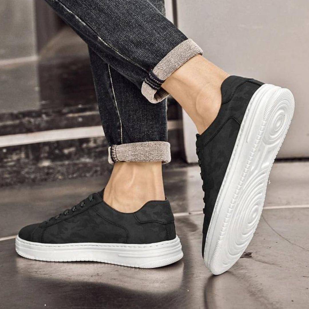 Heren Textuur Camo Leren Casual Sneakers - Lars