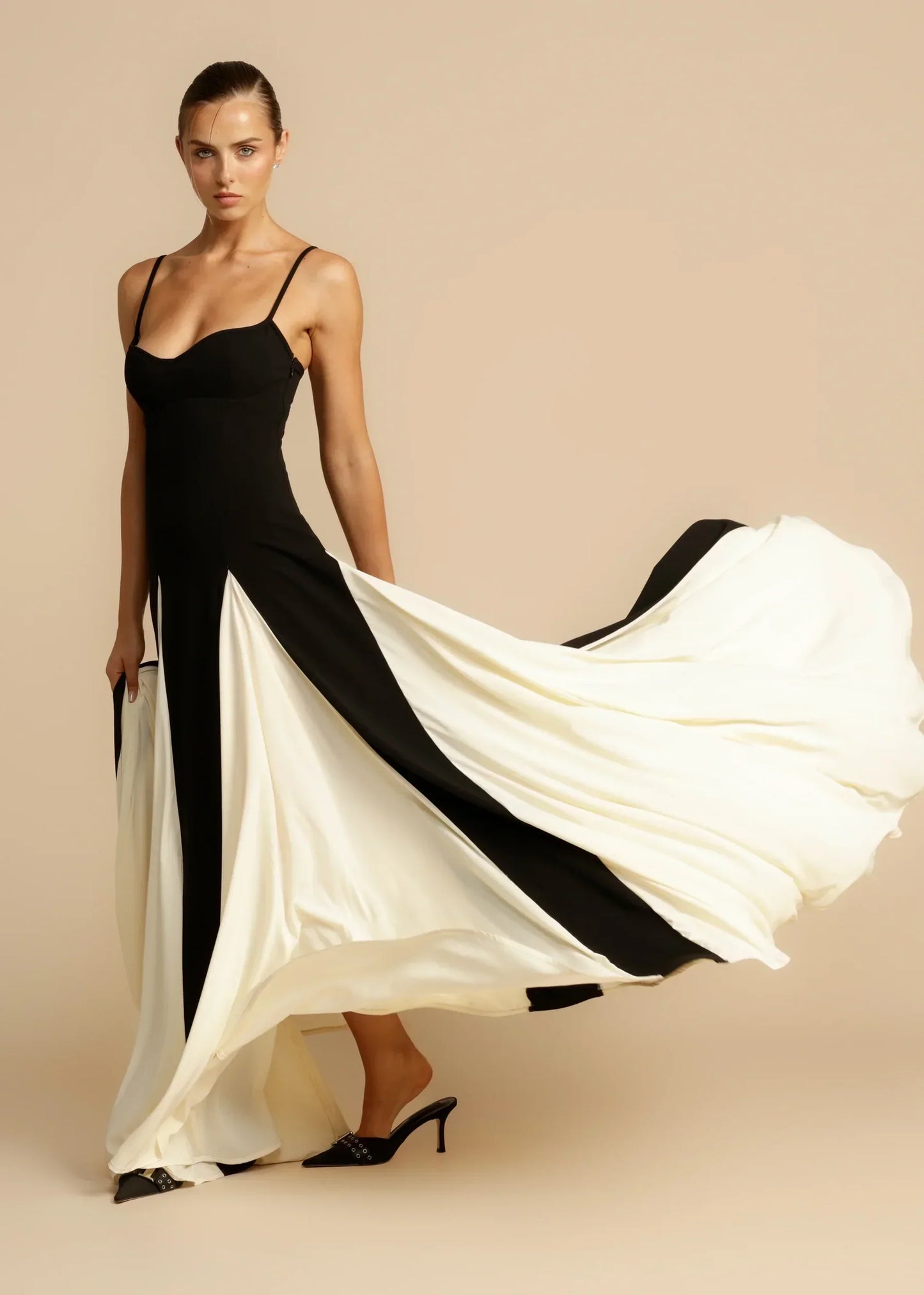 Maxi A-lijn feestjurk met contrastdetails dames – Lyra