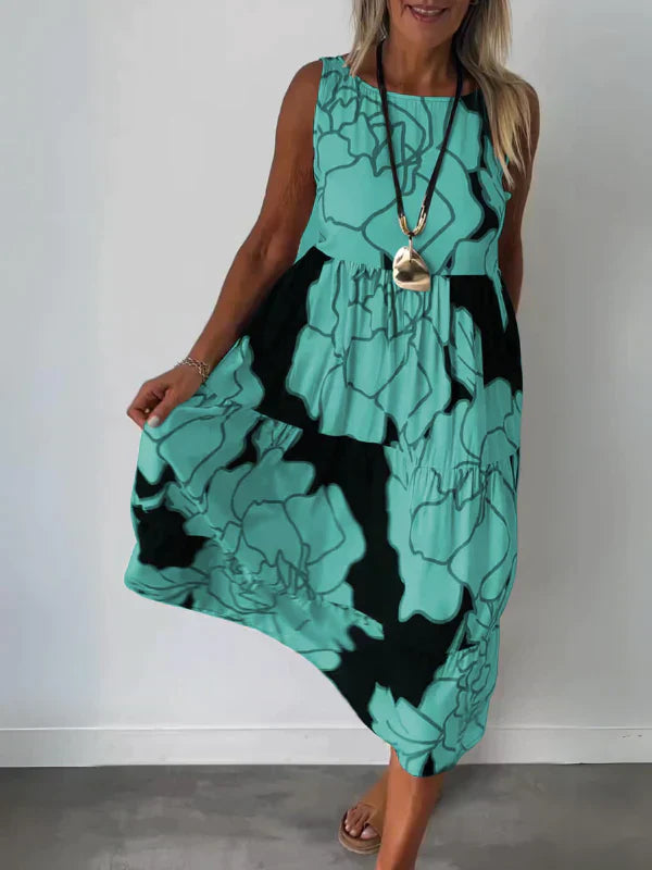 Zomerjurk Mouwloos Print Comfortabele Elegantie – Yara