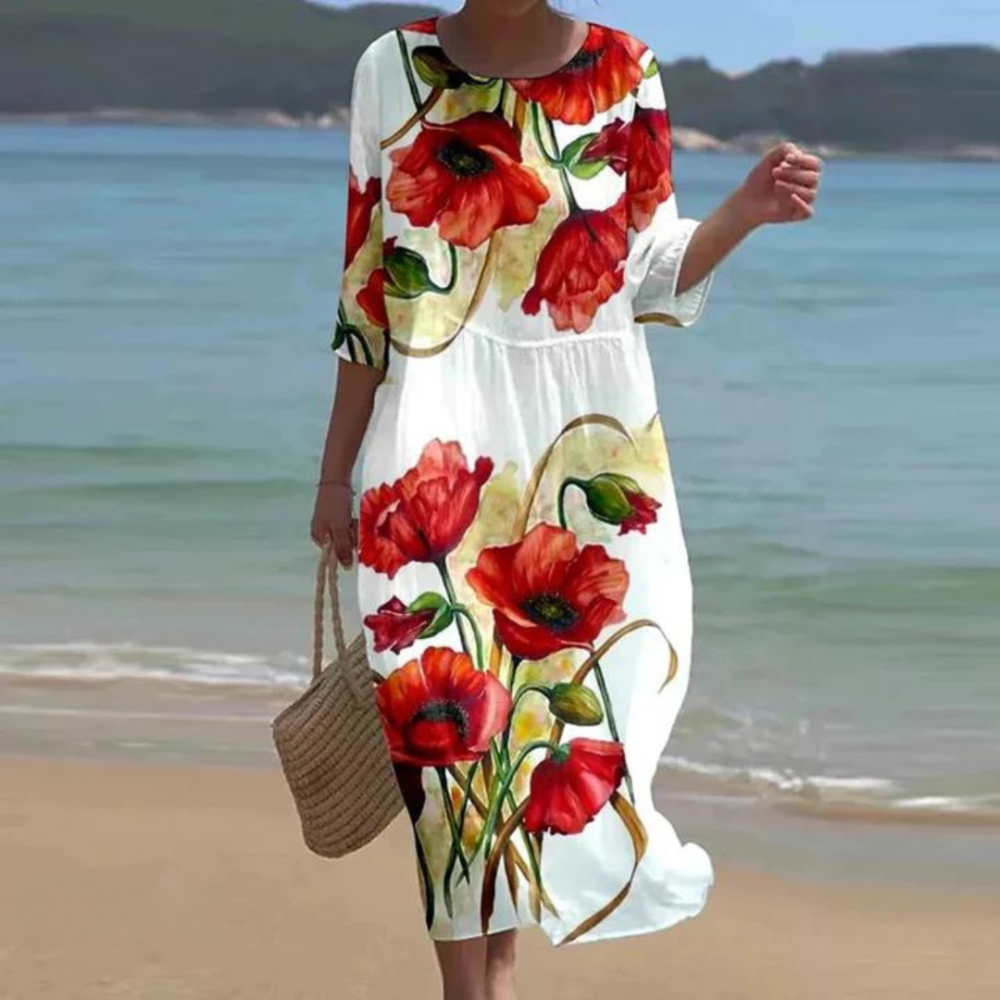 Bloemenjurk dames buikbedekkend elegant zomerlook – Isabella