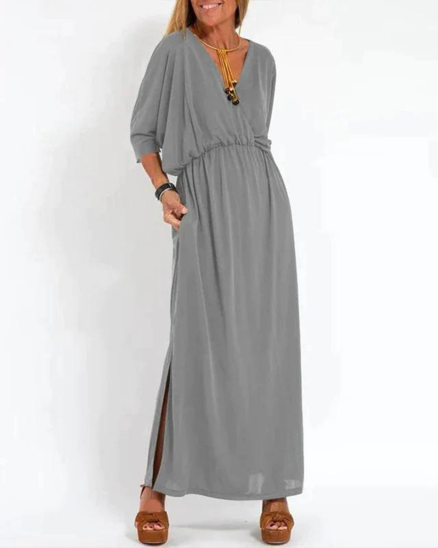 Dames Vintage Lange Jurk Comfort Elegant Ademend – Maribel