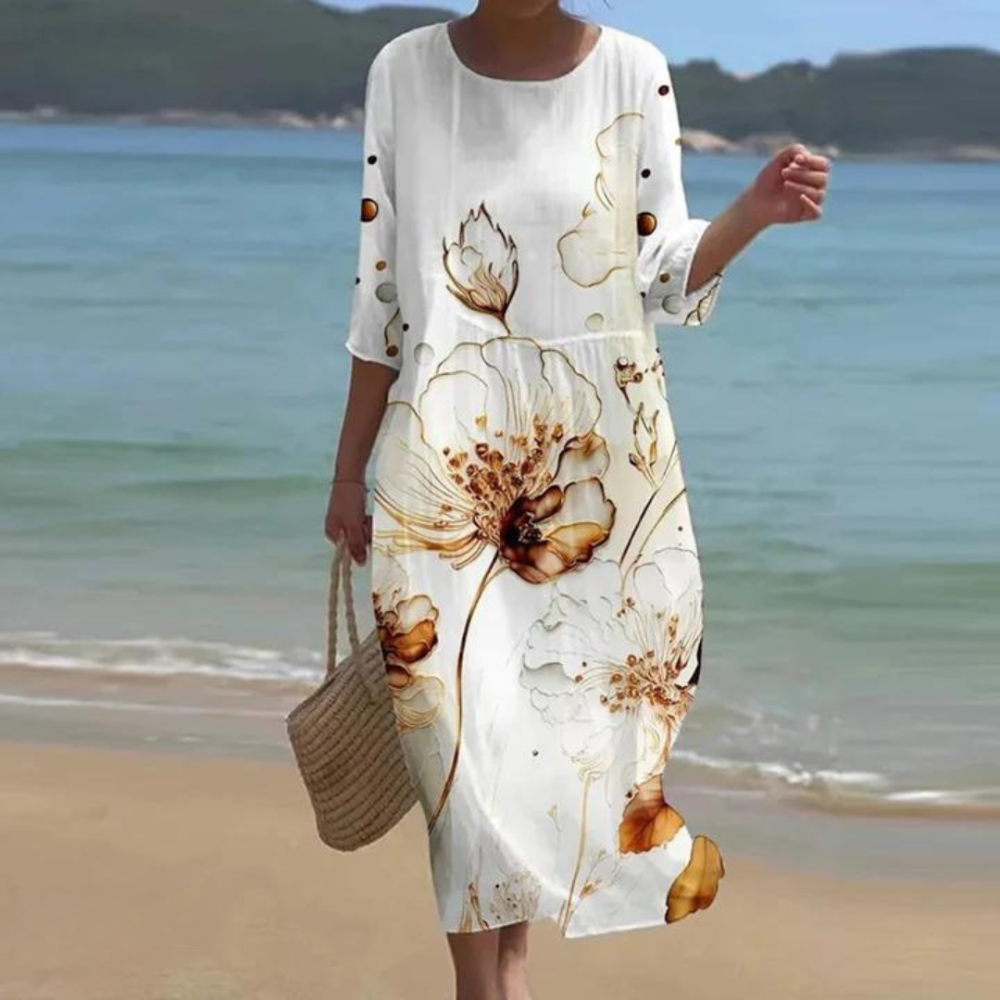 Bloemenjurk dames buikbedekkend elegant zomerlook – Isabella